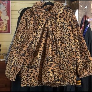 Women’s Faux Fur Cheetah Leopard Print Swing Coat